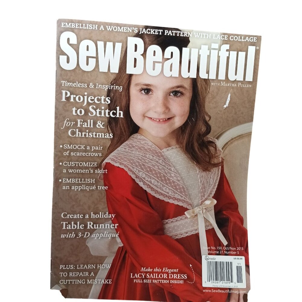 Sew Beautiful Magazine Oct/Nov 2013 Issue No. 150 Featuring Timeless Fall & Chri